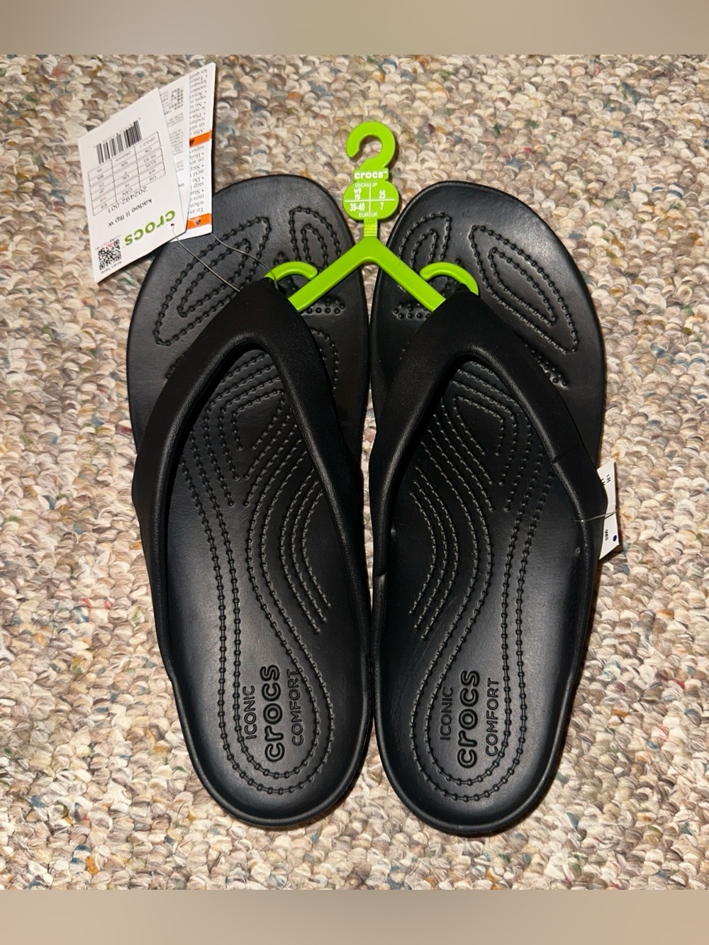 Crocs Kadee II Flip Flop Thong Sandal Women's 9 Black NEW 202492-001